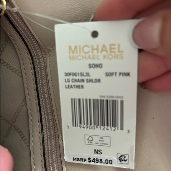 Michael kors soho soft pink LG chain shldr leather purse brand new with tag - Picture 9 of 9